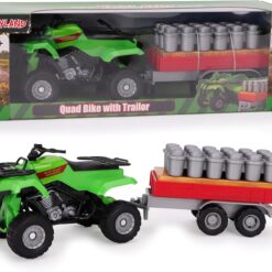 Toyland® Farm Quad & Trailer Playset - 1:16 Scale Free-Wheel Action Quad Bike - Boys Farm Toys with Detachable Trailer - Green Agricultural Toy Vehicle