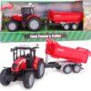 Toyland® 37cm (15") Red Tractor & Trailer With Lights & Sound - Kids Farm Toys - Indoor and Outdoor Farming Vehicle - Ages 3+