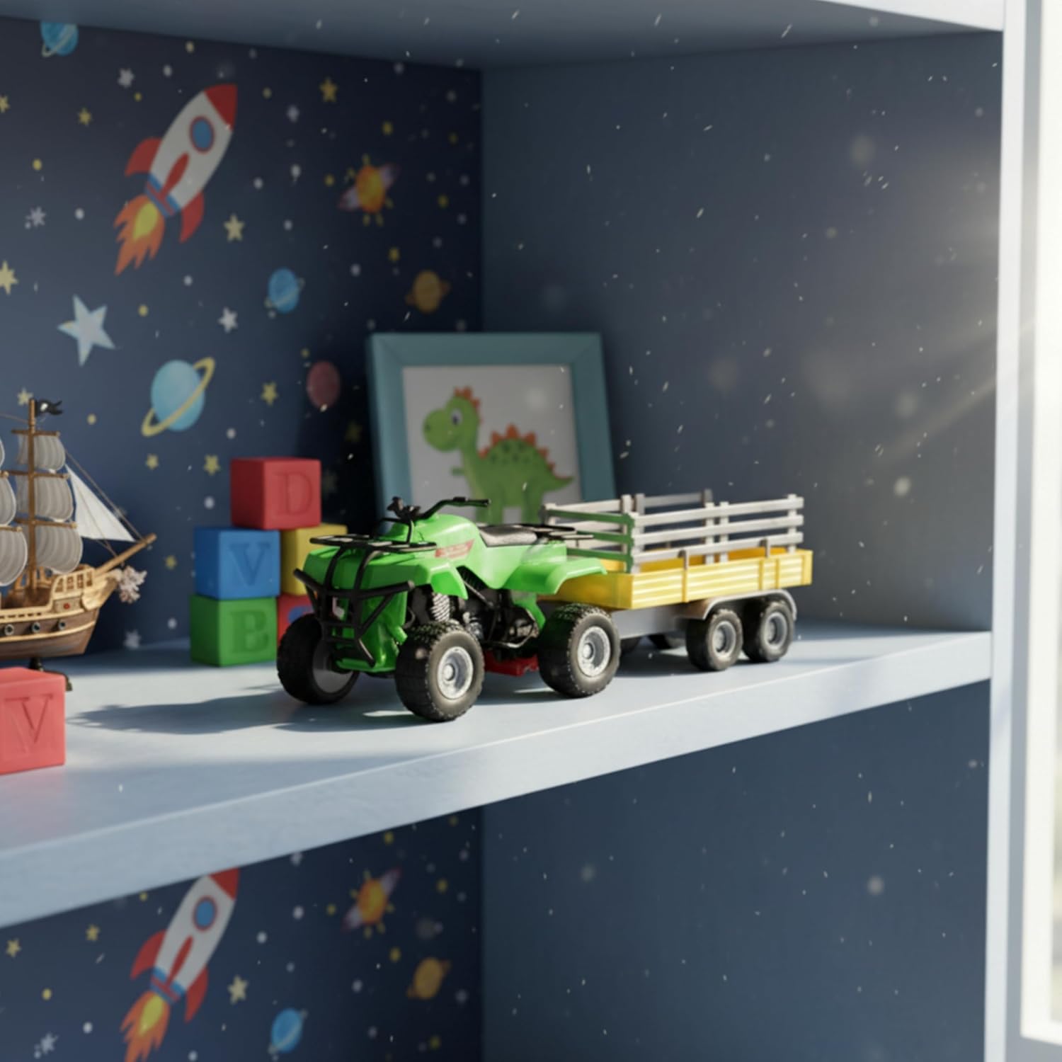 Toyland® Farm Quad & Trailer Playset - 1:16 Scale Free-Wheel Action Quad Bike - Boys Farm Toys with Detachable Trailer - Green Agricultural Toy Vehicle - Image 6