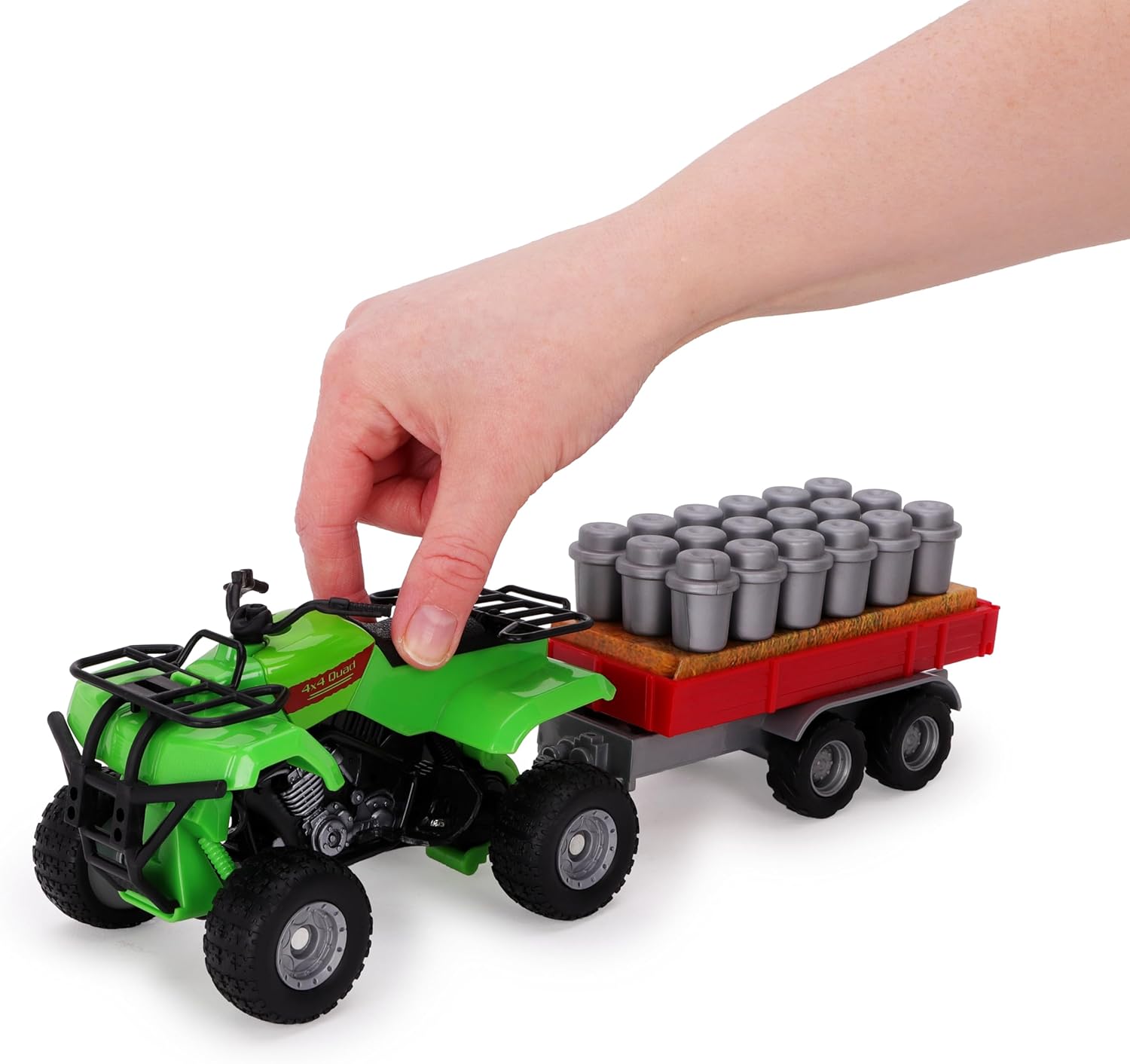 Toyland® Farm Quad & Trailer Playset - 1:16 Scale Free-Wheel Action Quad Bike - Boys Farm Toys with Detachable Trailer - Green Agricultural Toy Vehicle - Image 3