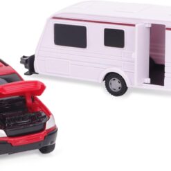 Alternative view of Toyland® Red Car With Detachable Caravan Set - 1:32 Scale Free-Wheel Action SUV & Trailer Collectible Toy Vehicle for Kids - Ages 3+
