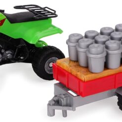 Alternative view of Toyland® Farm Quad & Trailer Playset - 1:16 Scale Free-Wheel Action Quad Bike - Boys Farm Toys with Detachable Trailer - Green Agricultural Toy Vehicle