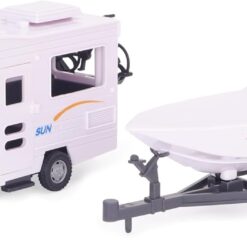 Alternative view of Toyland® White Motorhome and Speed Boat Play Set - 1:16 Scale Free-Wheel Action Detachable Trailer for Kids - Ages 3+