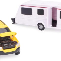 Alternative view of Toyland® Yellow Car With Detachable Caravan Set - 1:32 Scale Free-Wheel Action SUV & Trailer Collectible Toy Vehicle for Kids - Ages 3+