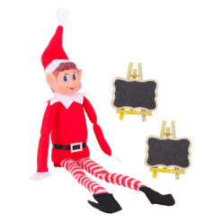 Pack of 8-6.5cm Gold Glitter Elf Christmas Message Boards - Create Your Own Message