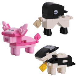 Toyland® 73 Piece Farm Animal Building Bricks - Sheep + Pig + Cow - Ages 6+