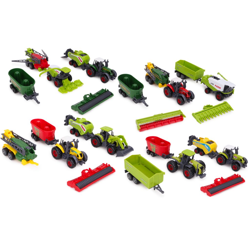 Toyland® Pack of 6 Die Cast Metal Farm Tractor & Implements Set ...