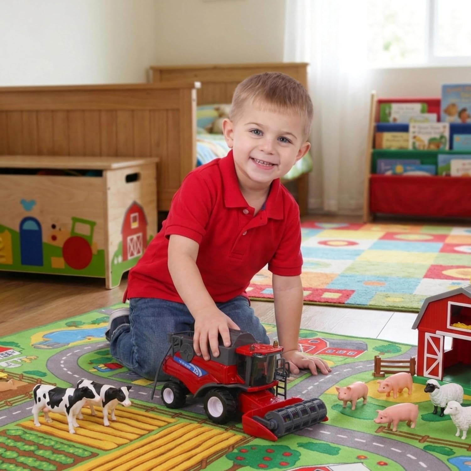 Toyland® 26cm (10”) 1:32 Scale Red Toy Combine Harvester - Friction-Powered Farm Vehicle With Moving Parts - Kids Interactive Play - 3+ Years - Image 6