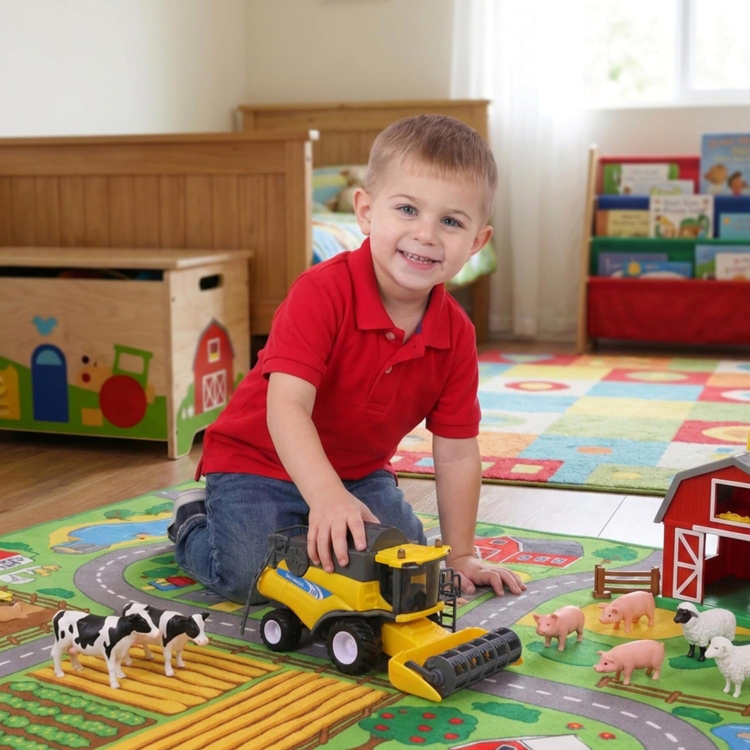 Toyland® 26cm (10”) 1:32 Scale Yellow Toy Combine Harvester - Friction-Powered Farm Vehicle With Moving Parts - Kids Interactive Play - 3+ Years - Image 6