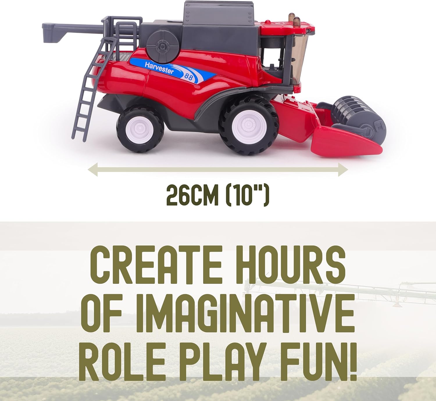 Toyland® 26cm (10”) 1:32 Scale Red Toy Combine Harvester - Friction-Powered Farm Vehicle With Moving Parts - Kids Interactive Play - 3+ Years - Image 5