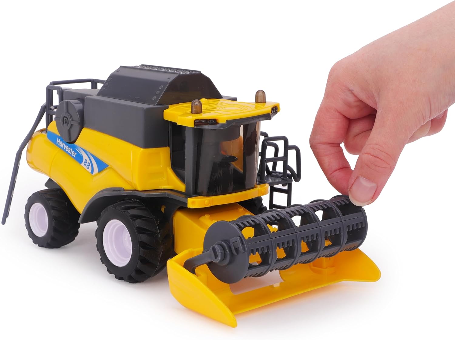 Toyland® 26cm (10”) 1:32 Scale Yellow Toy Combine Harvester - Friction-Powered Farm Vehicle With Moving Parts - Kids Interactive Play - 3+ Years - Image 3