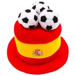 Spain Flag Novelty Football Fan Top Hat With 3D Footballs - Perfect For Euro/World Cup/Football Parties & Spanish Celebrations - 8 Countries Available