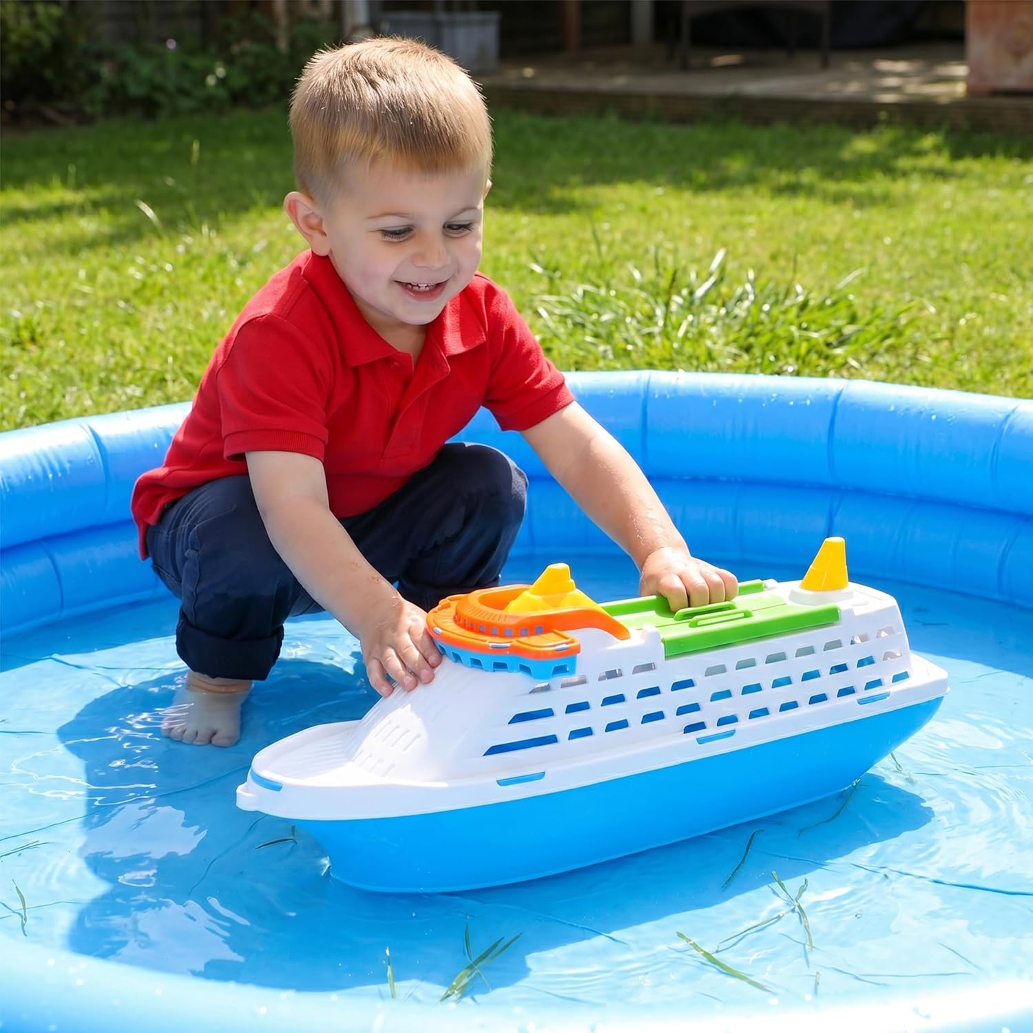 Toyland® 41cm (16") Colourful Cruise Ship With Moveable Doors and Wheels - Kids Floating Water Toy - Pool & Bathtime Toys - Ages 3+ - Image 4