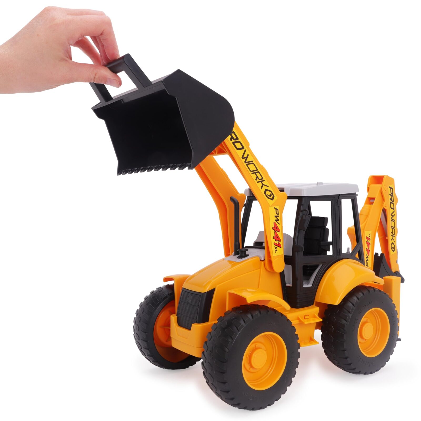 Toyland® 72cm (28") Large Backhoe Loader Toy - Construction Digger Truck with Moveable Front Loader & Rear Excavator Arm - Plastic Building Vehicle Toy for Kids 3+ Years - Image 3