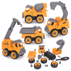 Set of 4-11cm (4.3") DIY Construction Vehicles & Screwdriver - Assemble & Build Your Own Trucks - Toy Vehicles