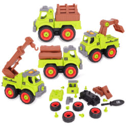 Set of 4-11cm (4.3") DIY Farming Vehicles & Screwdriver - Assemble & Build Your Own Farming Vehicles - Toy Trucks
