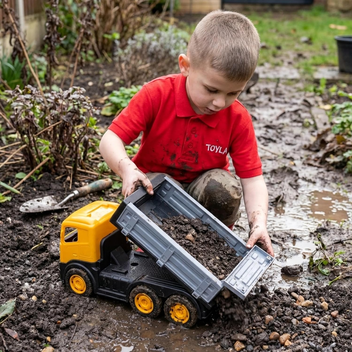 Toyland® Set of 2, 1:16 Scale Construction Trucks - 36cm (14") 6 Wheel Dump Truck & 20cm (8") Skid Steer with Moveable Wheels & Parts - Construction Toys - Outdoor & Indoor - Image 4