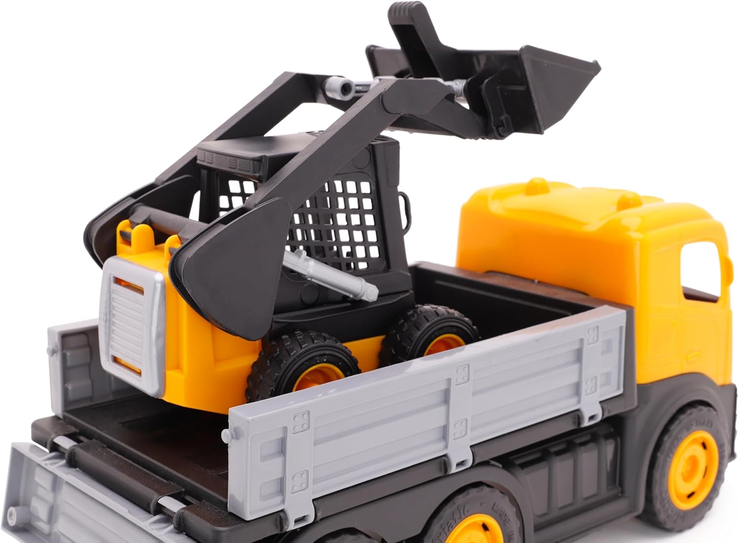 Toyland® Set of 2, 1:16 Scale Construction Trucks - 36cm (14") 6 Wheel Dump Truck & 20cm (8") Skid Steer with Moveable Wheels & Parts - Construction Toys - Outdoor & Indoor - Image 3