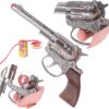 Toyland® 19cm (8") Die-Cast Metal Cowboy Toy Pistol - Cap Gun With 1200 Shot Paper Caps Included - Sound & Smoke Effects
