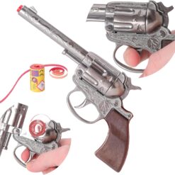 Toyland® 19cm (8") Die-Cast Metal Cowboy Toy Pistol - Cap Gun With 1200 Shot Paper Caps Included - Sound & Smoke Effects