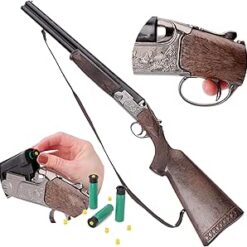 Toyland® 84cm (33") Hunting Toy Over & Under Shotgun - Cap Gun With 100 Shot Caps Included And 3 Toy Canisters - Smoke & Sound Effects