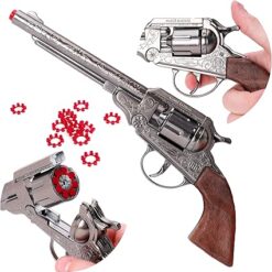 Toyland® 28cm (11") Die Cast Metal Cowboy Toy Pistol - 8 Shot Cap Gun With 96 Shots Included - Smoke & Sound Effect