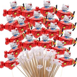 Toyland® Pack Of 20-38cm (15") Hello Kitty Aeroplane Mini Balloons - Inflated - Resuable Sticks & Cups Included - Birthday Party Decorations