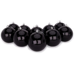 Pack of 10 Extra Large 100mm Coloured Christmas Baubles - Christmas Tree Decorations (Black)