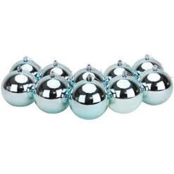 Toyland® 10 Extra Large 100mm Ice Blue Plastic Christmas Baubles - Christmas Tree Decorations (Ice Blue)