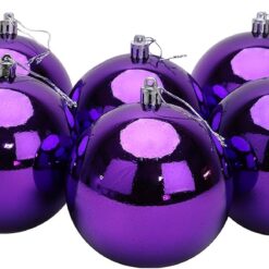 Toyland® 10 Extra Large 100mm Colour Christmas Baubles - Christmas Tree Decorations (Purple)