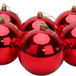 Toyland® 10 Extra Large 100mm Colour Christmas Baubles - Christmas Tree Decorations (Red)