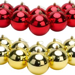 Toyland® 10 Extra Large 100mm Colour Christmas Baubles - Christmas Tree Decorations (Red & Gold)