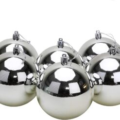 Toyland® 10 Extra Large 100mm Colour Christmas Baubles - Christmas Tree Decorations (Silver)