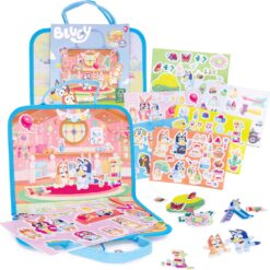 Toyland® 96 Piece Bluey Felt Activity Set - Portable Carry Case with 2 Scene Backgrounds - 95 Charcters & Props - Mess Free Imaginative Play Toys - Age 18 Months+