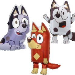 Toyland® Pack Of 3 Bluey Foil Balloons  - 29" Muffin, 30" Socks & 34" Rusty - Kids Party Decorations