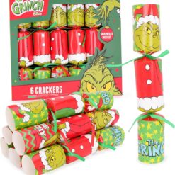 Toyland® Pack Of 6-30cm (12") Deluxe Green & Red Grinch Themed Christmas Crackers – Fully Recyclable - Includes Hats, Mottos, Snaps & Novelty Gift - Fun Festive Table Decorations
