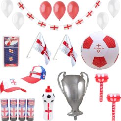 Toyland® ENGLAND Party Bundle - Euro, World Cup, St George's Day - 46 Pieces - Includes Bunting , Balloons & Much More - English Party Decorations