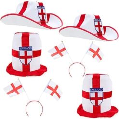 Toyland® England 6 Piece Party Wear Bundle - 6 England Design Novelty Hats - British Fancy Dress - Euro, World Cup, St George's Day - Football Party Decorations