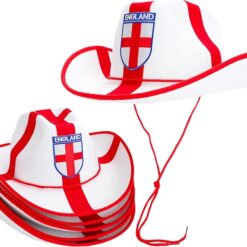 Toyland® 26cm (10") Pack of 6 - St George's England Cowboy Hats - Euro & World Cup Celebrations - England Sports Tournaments - English Party Decorations