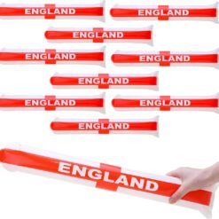 Pack Of 10 Inflatable England Flag Bang Bang Bats/Sticks - St George's Day World Cup & Euros - English Party Decorations