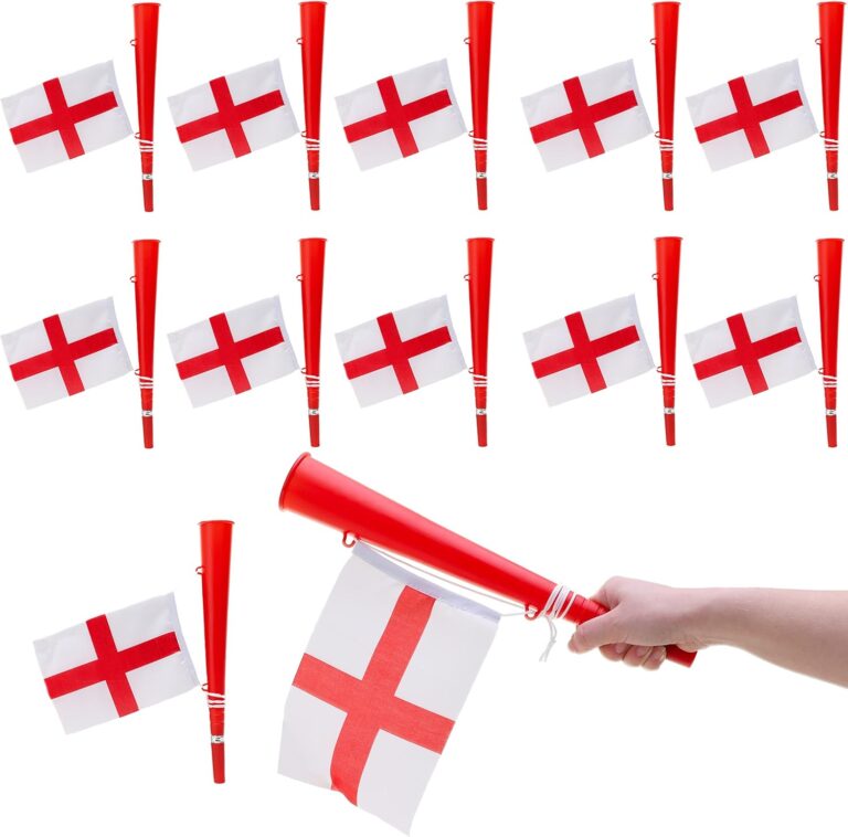 Toyland® 12 x England Flag and Horn 36cm (14