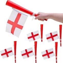 6 x England Flag and Horn - World Cup & Euros - Football Match Noisemakers