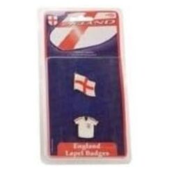 Toyland Set Of 2 England Lapel Badges 3cm - England Shirt + England Waving Flag - St George's, World Cup & Euros - English Party Decorations