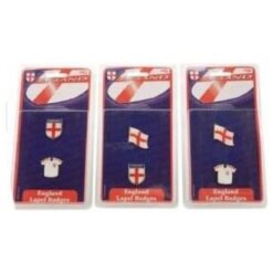 Toyland Pack of 6 England Lapel Badges 3cm - Mixed Designs - England Shirt/England Flag/England Shield - St George's Day, World Cup & Euros - English Party Decorations
