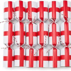 Toyland® 22 x 4.5cm - 6 England Flag Festive Football Christmas Crackers – Hats, Mottos, Snaps & Novelty Football Game Included - St George's, Euros & World Cup - English Party Decorations
