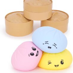 Toyland® Squishy Bao Dumpling Sensory Toy With Plastic Steamer Box - Fidget Toy for Kids - 3 Designs Avaliable, 1 Chosen At Random - Ages 3+