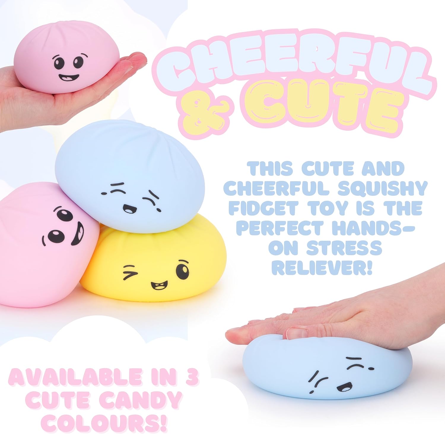 Toyland® Squishy Bao Dumpling Sensory Toy With Plastic Steamer Box - Fidget Toy for Kids - 3 Designs Available, 1 Chosen At Random - Ages 3+ - Image 5