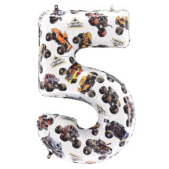 Toyland® 66cm (26”) Monster Jam™ Number 5 Foil Balloon - Large Monster Truck Birthday Balloon - Party Decoration, Air or Helium, Self Sealing