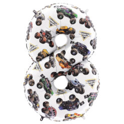 Toyland® 66cm (26”) Monster Jam™ Number 8 Foil Balloon - Large Monster Truck Birthday Balloon - Party Decoration, Air or Helium, Self Sealing