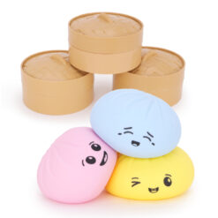 Toyland® Squishy Bao Dumpling Sensory Toy With Plastic Steamer Box - Fidget Toy for Kids - 3 Designs Available, 1 Chosen At Random - Ages 3+